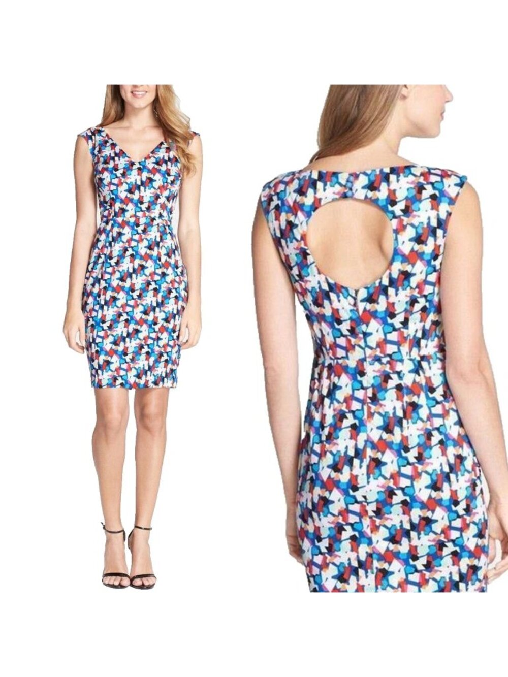 Plenty by Tracy Reese Size 8 Multicolor Selah Geo Confetti Cutout Sheath Dress